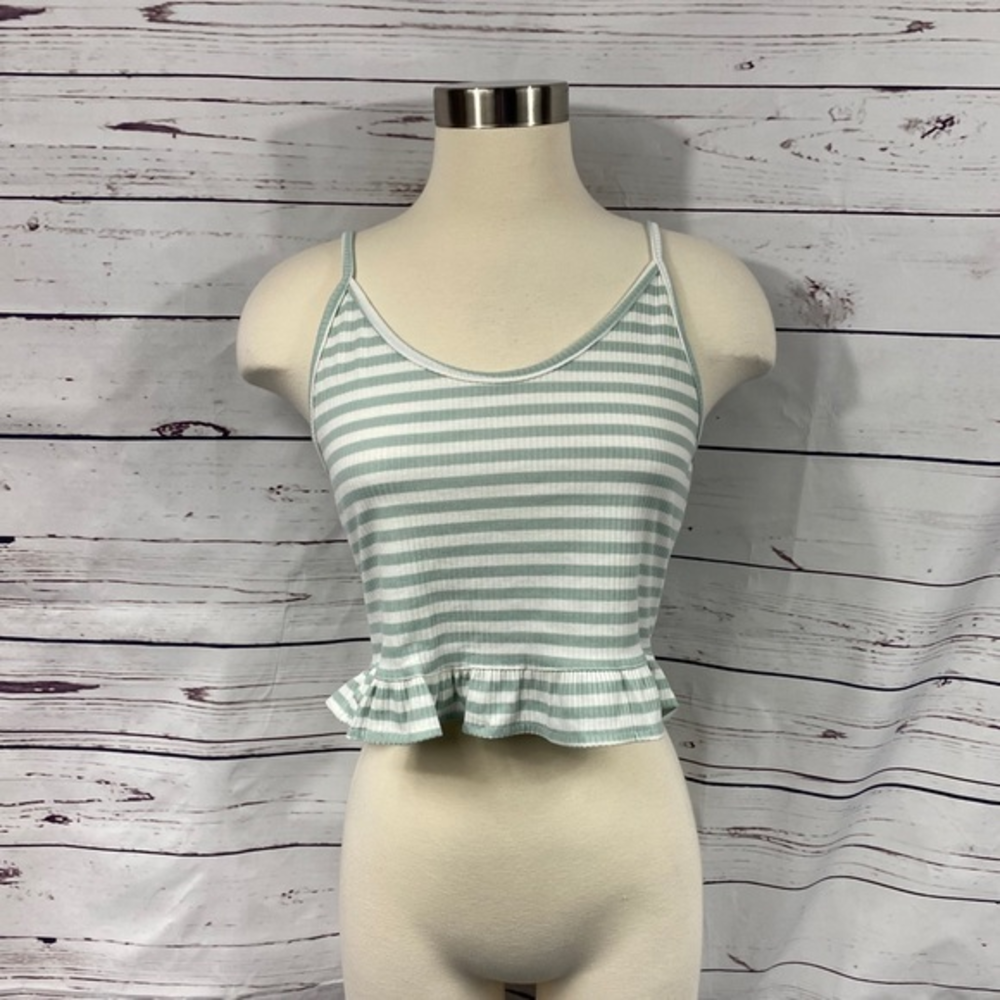 Romwe Teal Ribbed‎ Crop Top